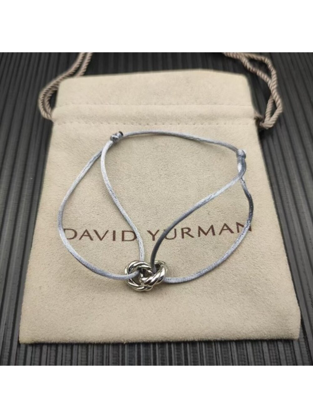 David Yurman  Grey  Double-ring Silver Nylon Rope Bracelet